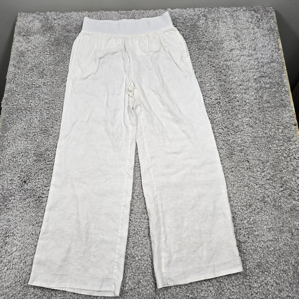 Soft Surroundings Womens Linen‎ Pull On Wide Leg Pants Medium Beachy Resort Boho